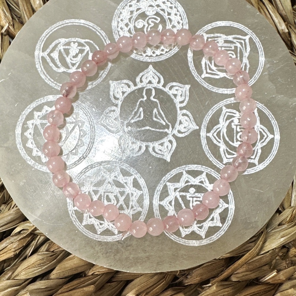 Pink Quartz beaded bracelet super dainty